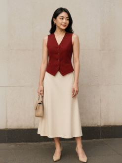 [DÂY EO] Áo Gile Basic Cao Cấp, Cổ Vest, Form Chuẩn Phiên Bản Dây Eo