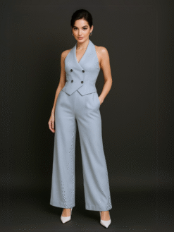 Jolie Set -  Set Gile choàng cổ hở lưng sang trọng - Màu Xanh Ngọc